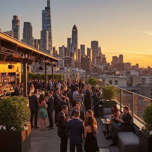 Soirée sur un rooftop au coucher du soleil